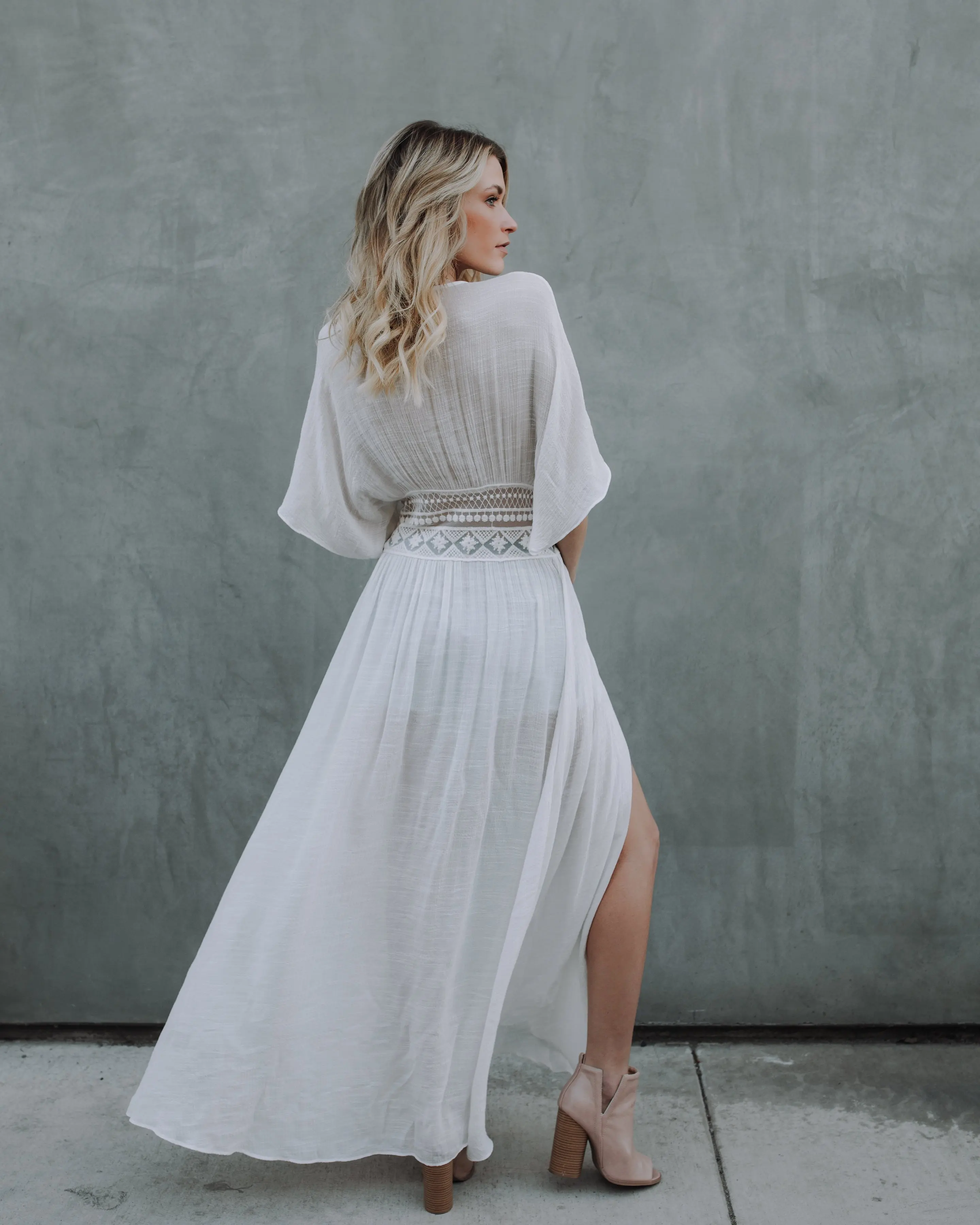 KHALEE YOSE Summer Beach Maxi Dress Holiday Casual Long Boho Dresses Crochet Tie Up Sheer Hippie Gypsy Sexy Chic Dress Women