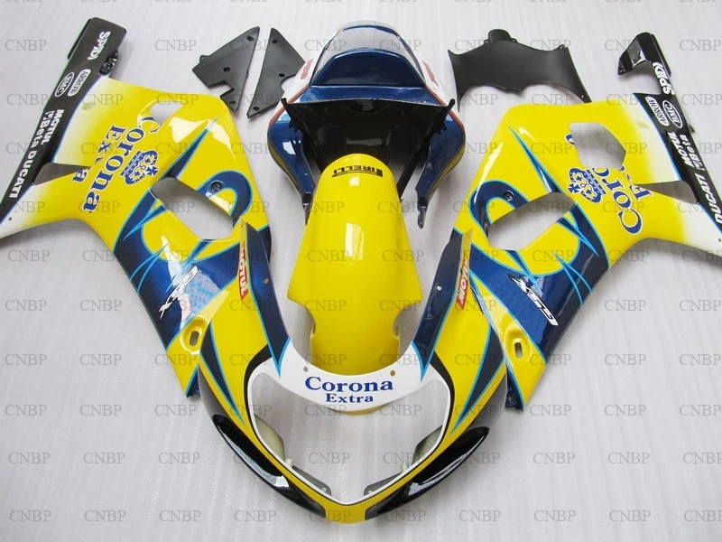 GSX R 600 750 1000 2000 2003 K12 Обтекатели GSXR600 GSXR750 GSXR1000 01 00 Желтый Черные Пластиковые