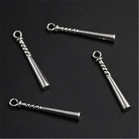 20pcs silver color 3d sports baseball bat alloy pendant diy charms for jewelry carfts makings 3510mm a1233