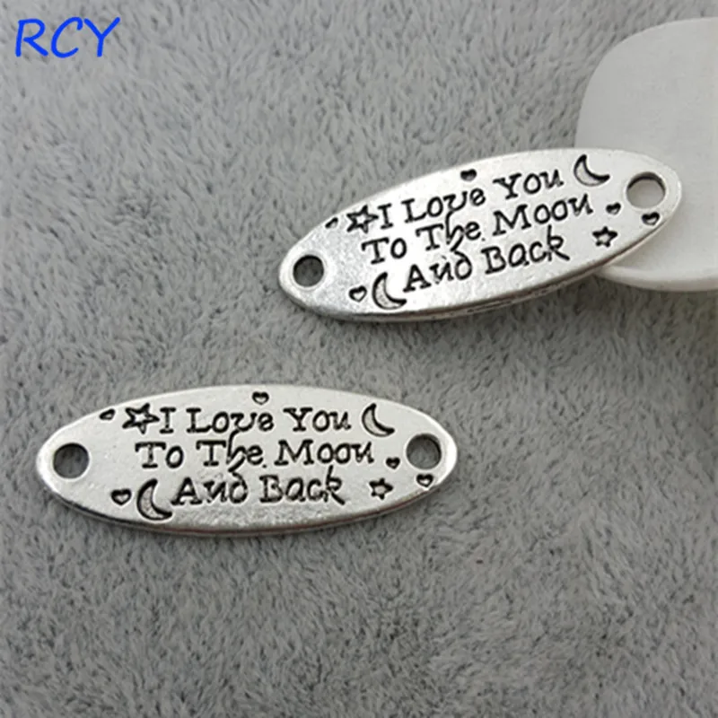 M2444 высшее качество 5 шт./лот 13 мм * 34 Печатная буква i love you charm для изготовления