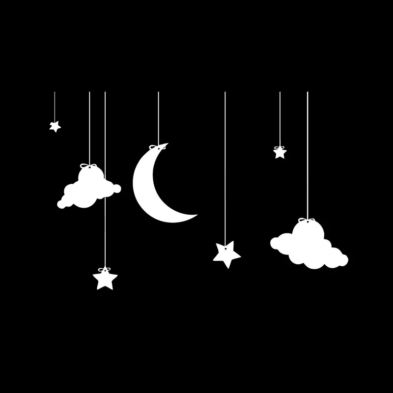 

17.5cm*11.5cm Romantic Moon Stars Fashion Vinyl Car Sticker Black/Silver S3-6103