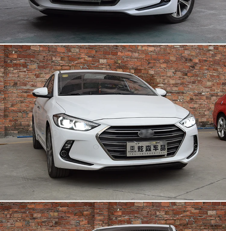 Автомобильный Стайлинг для фары для автомобиля Hyundai Elantra- светодиодный фонарь DRL Bi Xenon объектив Высокий Низкий Луч парковочная противотуманная фара