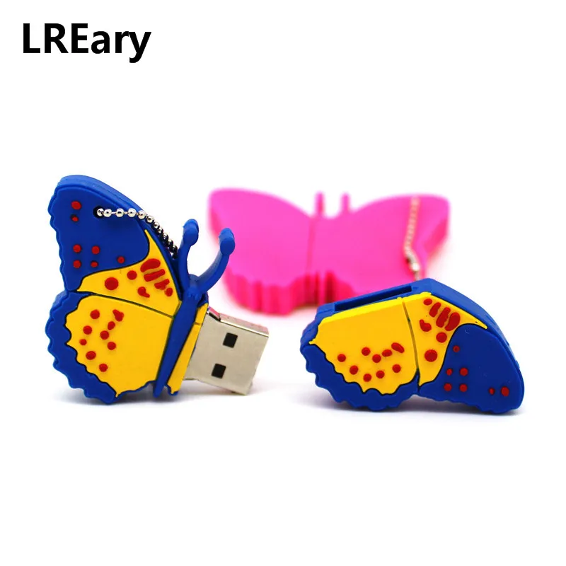 Мультяшный Синий Розовый бабочка usb флэш-накопитель моделирование компьютера подарок 4 ГБ 8 ГБ 16 ГБ 32 ГБ флешка