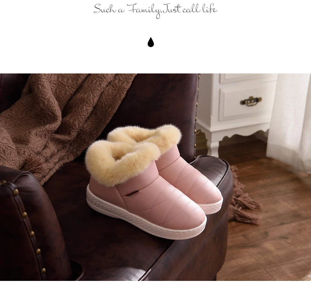 ASIFN Men Slippers with Fur Plush Warm Winter Women Fur Slipper Solid Men Shoes Couple Platform Soft Indoor Fluffy Home Male
