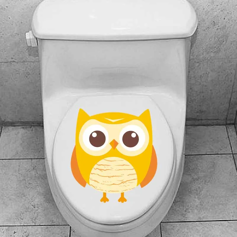 YOJA 21.3X23.2CM WC наклейки для унитаза милая сова животное Настенная Ванная комната