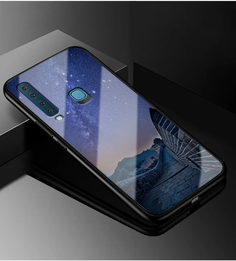 Для samsung A9 чехол A 9 PC Пластиковый стеклянный чехол для телефона черный TPU бампер чехол для samsung Galaxy A9 A920F A920 A9s