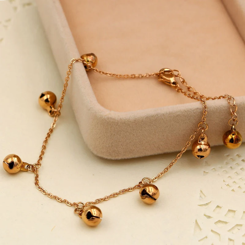 

Бесплатная доставка женские любимые семь колокол цвета розового золота из нержавеющей стали, ножной