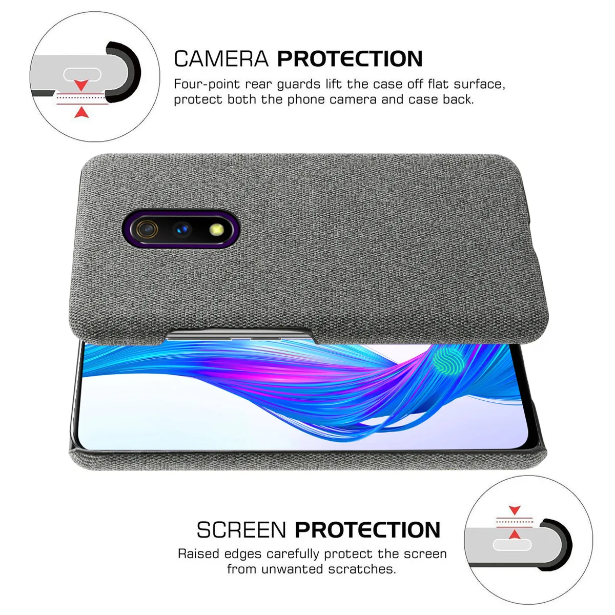 Для Oppo Realme X чехол тонкий Ретро Тканые ткань против царапин Жесткий ПК задняя
