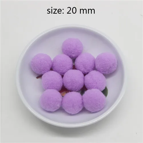 color26 light purple 80 шт. 20 мм розовый красный белый синий фиолетовый желтый черный помпоны плюшевый шар DIY ремесла свадебная одежда украшения одежды аксессуары - Цвет: color26 light purple