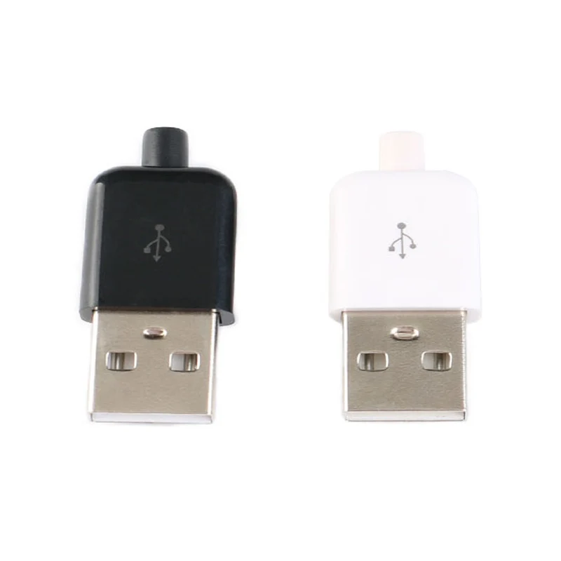 10 шт. DIY USB 2,0 разъем мужской тип 4 Pin в сборе адаптер гнездо припоя Тип Черный Пластиковый корпус для подключения данных