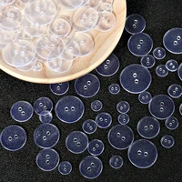 3050100pcs 9 25 mm plastic resin transparent sewing buttons scrapbooking round two holes button clothing crafts accessories