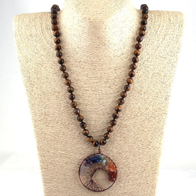 Модные богемные Этнические украшения камни тигровый глаз бусины с узлом ручная