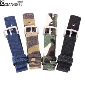 Watch accessories for field sports canvas camouflage flat straps 18mm 20mm 22mm 24 mm sports bracele in Pakistan