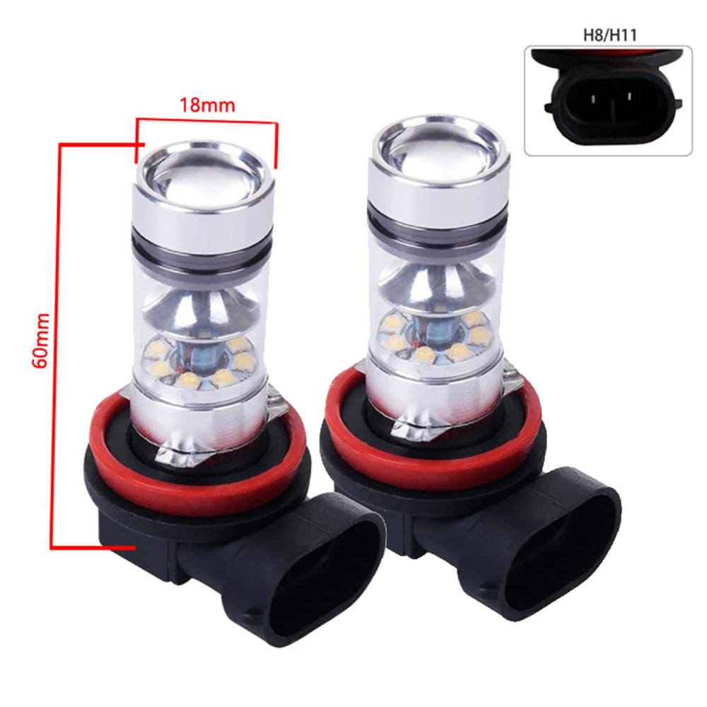 2pcs Car LED fog lamp H8 H11 100W 20LED Golden White light high For Audi A4 A3 Q5 Q7 BMW E46 E39 E90 E36 E34 | Автомобили и