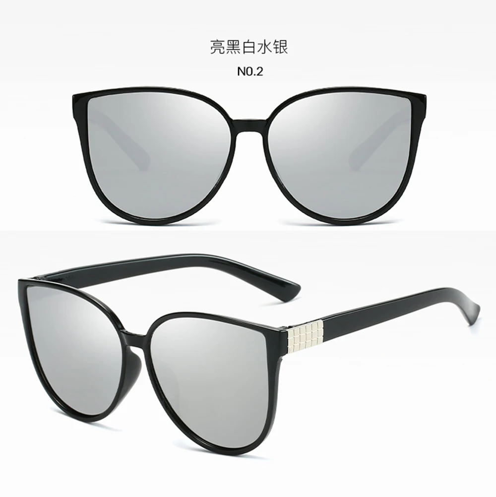 Тренд 2019 большие солнцезащитные очки кошачий глаз поляризованные зеркальные