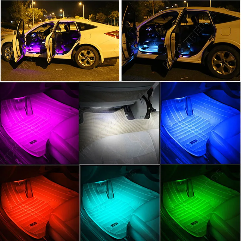 MIXCTRENDS 4X15 светодиодная RGB Гибкая полоса автомобильный интерьерный светильник