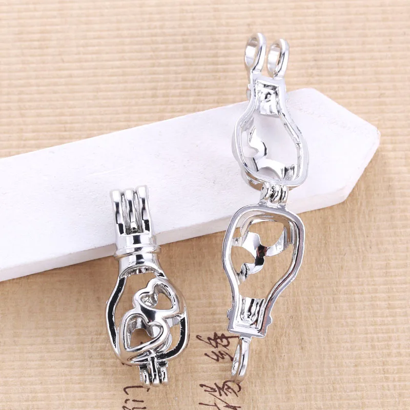 Silver Love bottle Pearl Cage Jewelry Making Bead necklace Pendant Aroma Essential Oil Diffuser Locket For Oyster | Украшения и