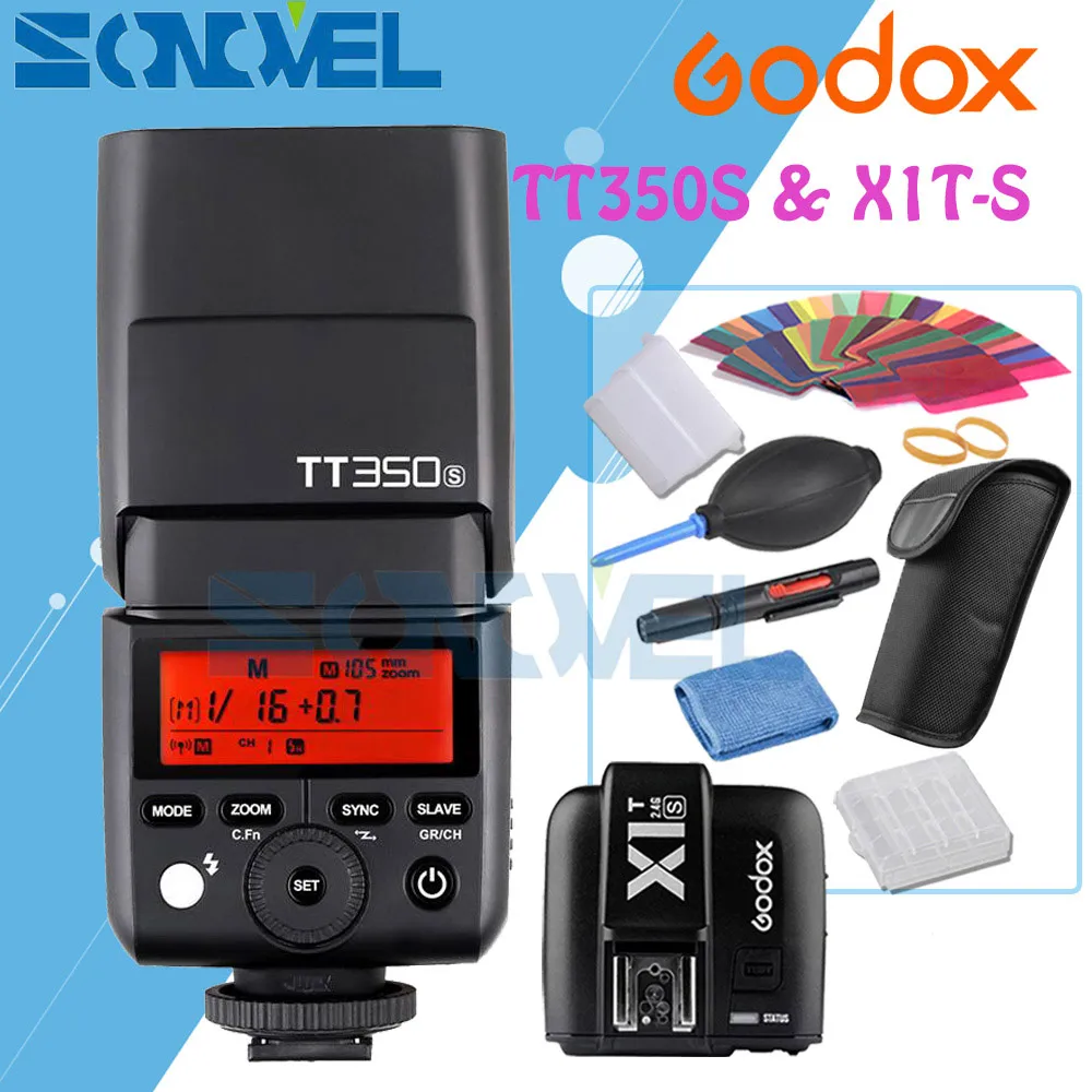 kit 2 Godox Mini Speedlite TT350S камера Вспышка ttl HSS GN36+ X1T-S передатчик для sony A9 A7RII беззеркальная DSLR камера с 6 подарочными комплектами - Цвет: kit 2