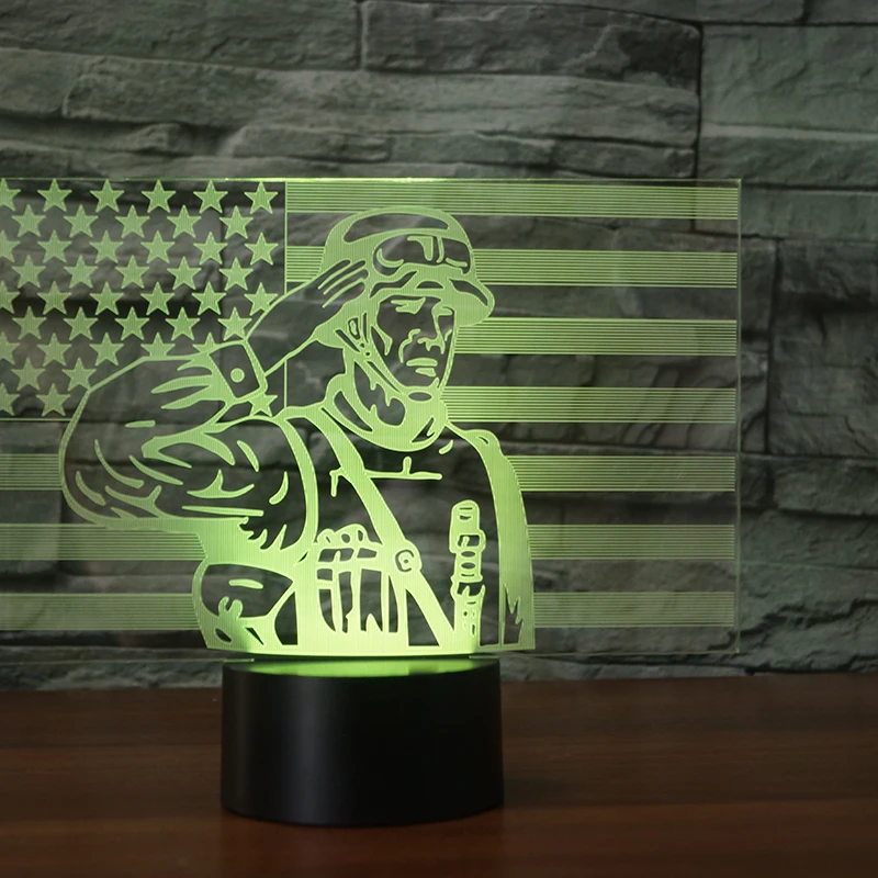 Креативные красочные градиенты атмосфера визуальный 3D флаг США Солдат литье