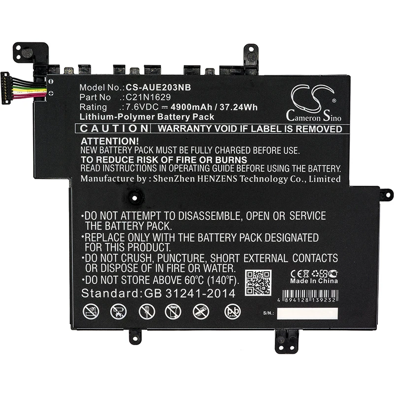 

Cameron Sino 4900mAh Battery for Notebook Asus E203, E203N, E203NA Asus 0B200-02500000,C21N1629 (2ICP4/59/134)