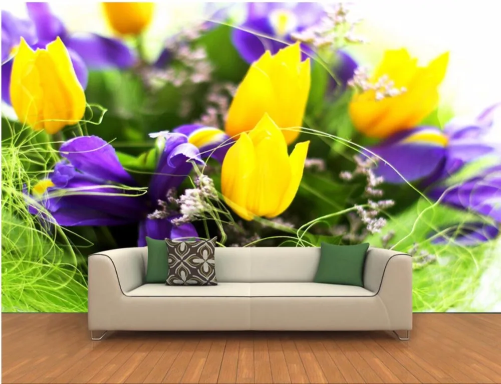 

Настенные 3D-обои на заказ, красивые тюльпаны, Ландшафтные украшения, живопись, для гостиной