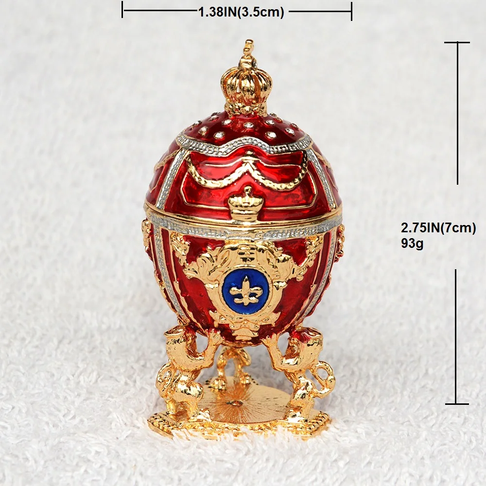 

New arrival Russian faberge egg w lion jewelry box Easter egg bejeweled trinket box metal Gift for Her Christmas gifts