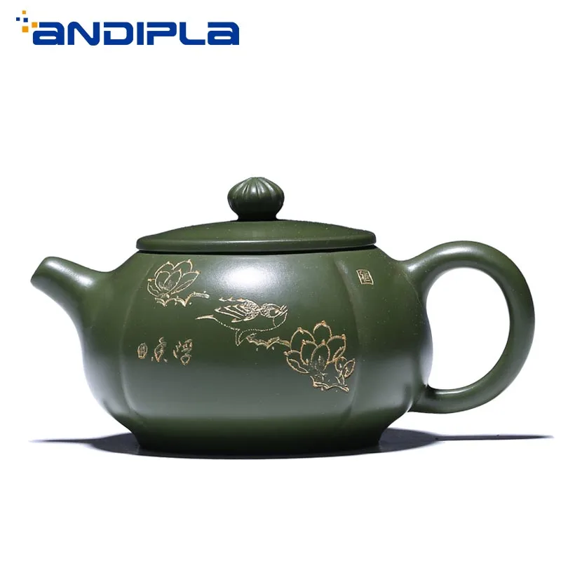 Подлинный чайник из исинской глины 270cc ручной работы с бутонами хризантемы для