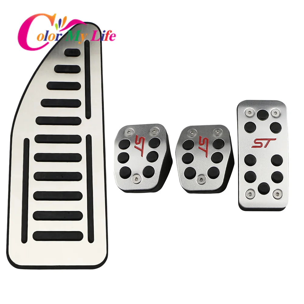 

Color My Life Car Gas Fuel Pedal Set Brake Pedals Rest Foot Pedal Covers for Ford Focus 2 3 4 MK2 MK3 MK4 RS ST Kuga Escape