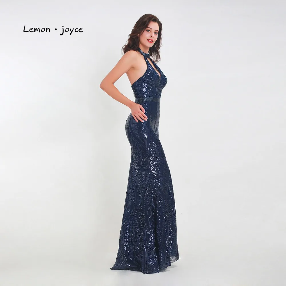 Женское вечернее платье-Русалка Lemon joyce темно-синие вечерние платья с открытой