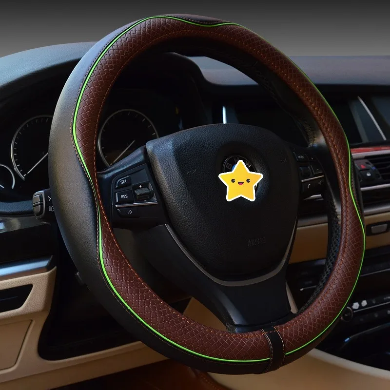 Верхний слой Универсальный Автомобильный руль 38 см автомобильный Стайлинг авто чехлы на противоскользящие