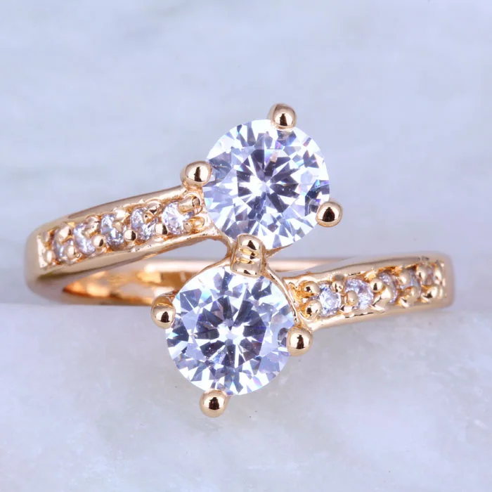 Love Monologue Sparkling White Cubic Zirconia Yellow Gold Color Rings Wedding Jewelry J0439 Size 6/7/8/9 Free Fast Shipping | Украшения и