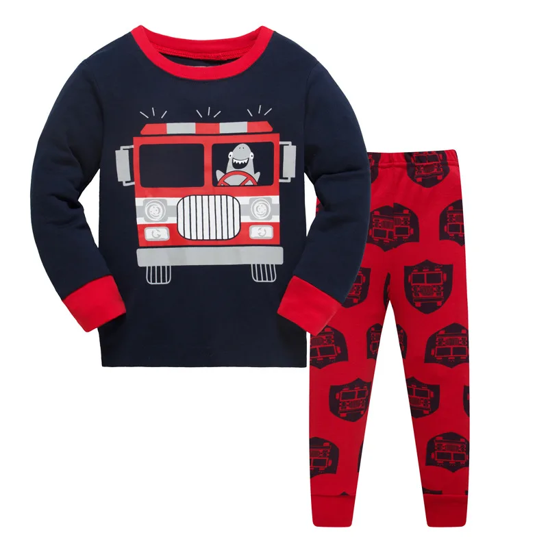 Новый мультяшный детский пижамный комплект пожарной службы для мальчиков