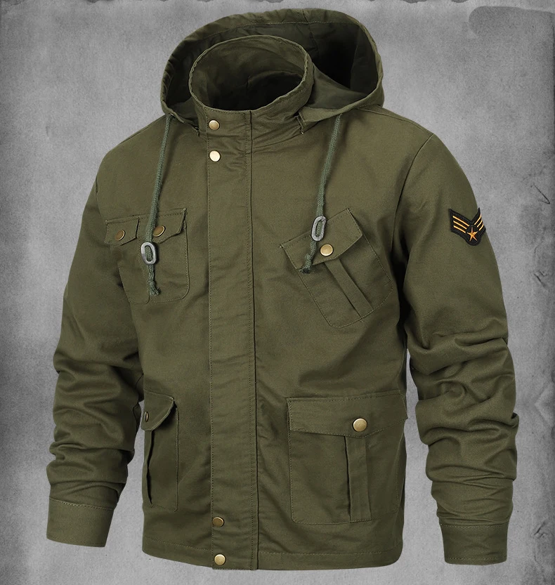 Новинка, Военная Мужская куртка, пальто, 6XL, мужские пальто с капюшоном, хлопок, тонкая, толстая, свободная, повседневная, мужская, брендовая одежда BY2601