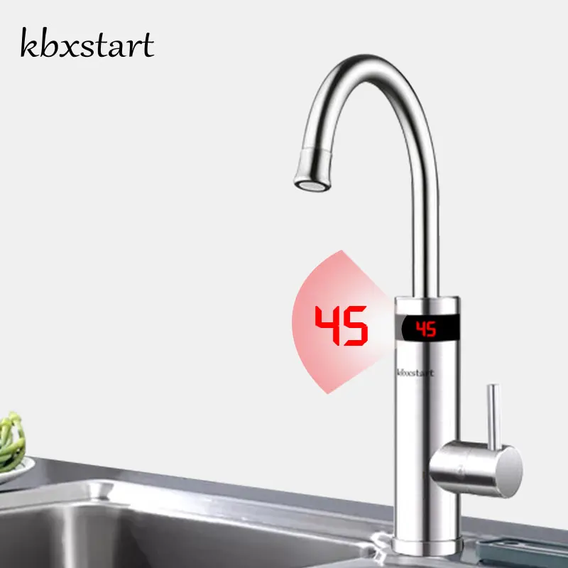 Kbxstart нержавеющая сталь кухня Отопление коснитесь мгновенный Электрический водонагреватель 360 градусов вращения Led кран 3000 Вт с ЕС Plug