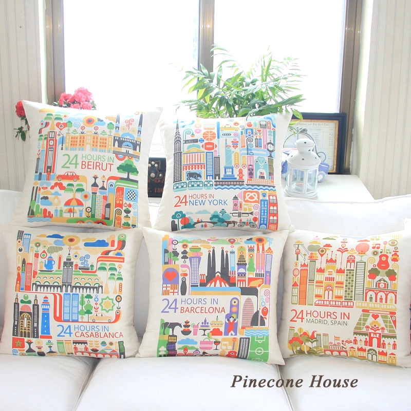 Стильный Подушки Чехлы для мангала 24 часов в Нью-Йорке удобные белые бархат 18