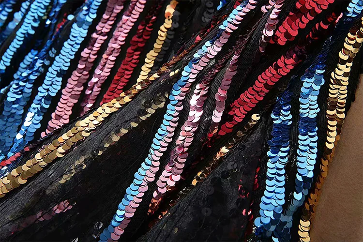 Подиумные платья, женское высококачественное Сетчатое платье с бисером, расшитое блестками, длиной до колена, осенне-зимнее винтажное платье-рубашка средней длины