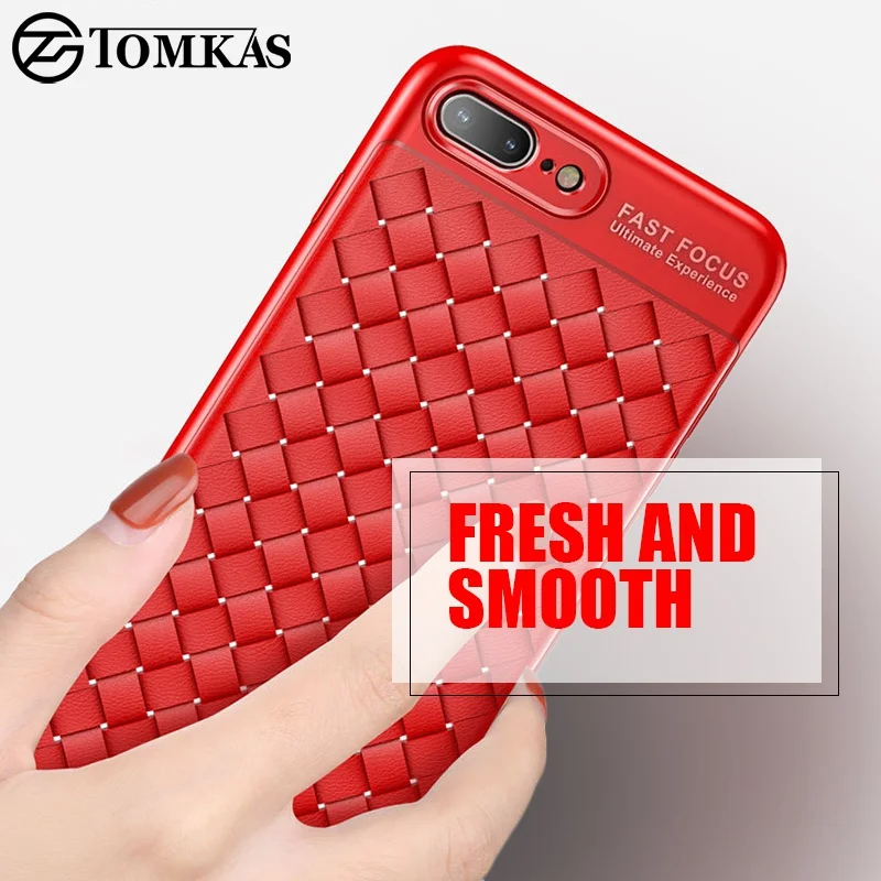 TOMKAS Grid Weaving Slim Case For iPhone 6S 8 7 Plus X Cover Cases Silicon TPU Luxury Phone Coque 6 |