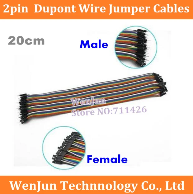 Hot Sale 50*40pcs 20cm 2.54MM Male to Female for Dupont Wire Jump Jumper Cables Shield