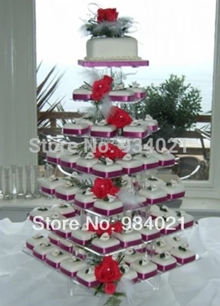 

Free Shipping High Quality 7 tier Square Acrylic Cake Stand, Plexiglass Cup Cake Stand wedding decoration