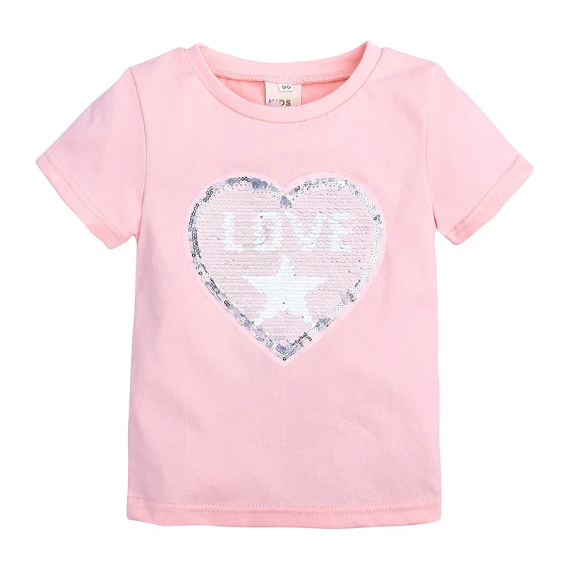 

Discoloration Baby Girls T Shirt Summer Kids Girls Sequins T-Shirts Clothes Cotton Toddler Tops Toddler Girl Shirts Girls Shirt