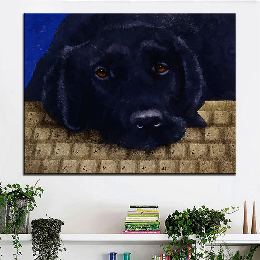 

Large size Printing Oil Painting dog byte Wall painting Steampunk Wall Art Picture For Living Room painting No Frame