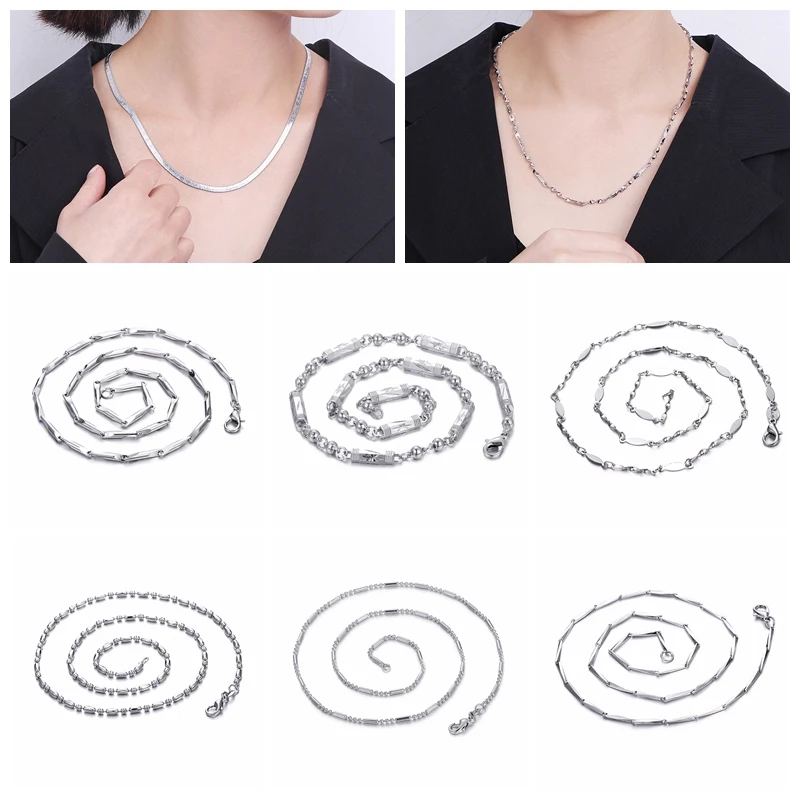 8 стилей цепочка ожерелье высокое качество нержавеющая сталь звено бамбуковый