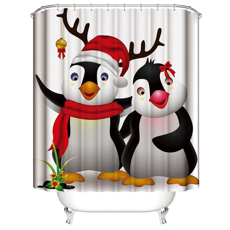 Новогодняя домашняя текстильная занавеска с принтом снеговика для ванной