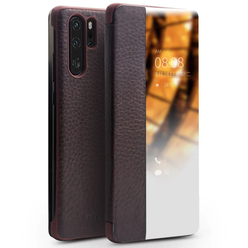 Чехол для huawei P30 Pro, Смарт-Чехол ручной работы из натуральной кожи, защитный флип-чехол для huawei P30 Pro, чехол для huawei P30 Pro, чехол - Цвет: Brown
