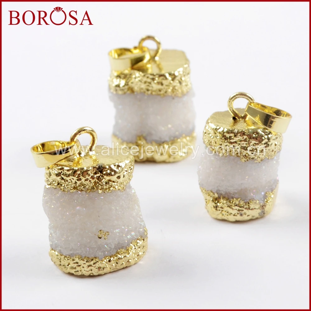 BOROSA 10 шт. Золотая отделка белый Солнечный кварцевый кулон бусины природные