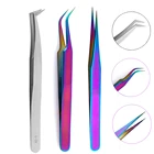 Пинцет для бровей, из нержавеющей стали, с изогнутыми прямыми кончиками, 1 шт.