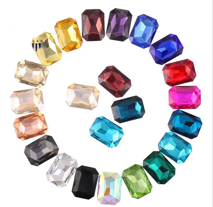 

Whole Sales 300PCS/120Pcs Mixed Colors Pointed Long Octagonal Fancy Glass Stones(Various Sizes)