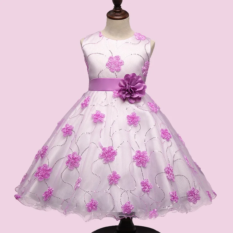 Платье для маленьких девочек новый Лето 2017 г. Дети цветы Принцесса вечеринка