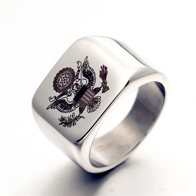 Титановое кольцо для байкеров мужское с гербом США вывеской мужчин