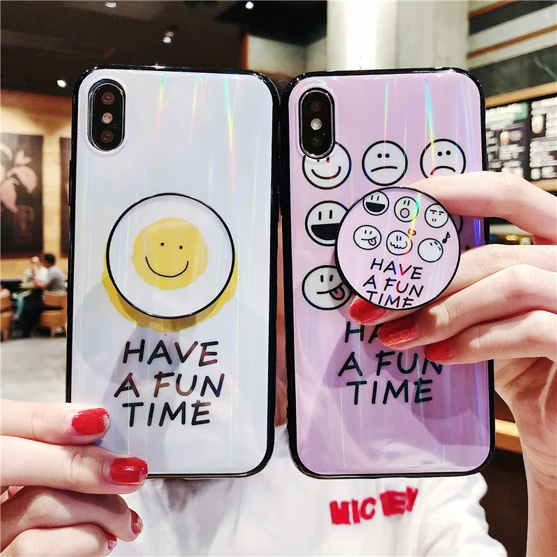 Мультяшный лазер чехол для телефона с держатель телефонного звонка iPhone Xs 8 Plus 7 6 X